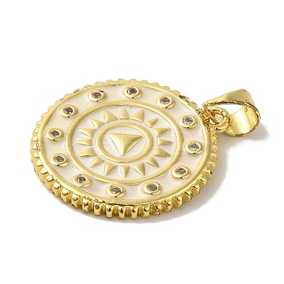Brass Enamel Micro Pave Cubic Zirconia Pendants KK-Z042-24G-02-1