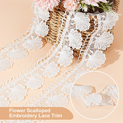 5 Yards Polyester Shell Shaped Flower Lace Trim OCOR-PH0004-46A-1