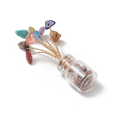 Natural & Synthetic Gemstone Chips Tree of Life Decorations AJEW-JD00016-1