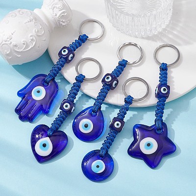 Handmade Evil Eye Lampwork Pendant Keychains KEYC-JKC00571-1