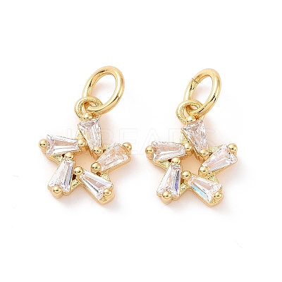 Star Brass Micro Pave Clear Cubic Zirconia Charms KK-G435-43G-1