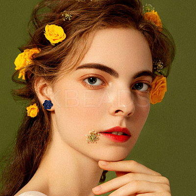 6 Pairs 6 Colors 3D Flower Polymer Clay Stud Earrings with 304 Stainless Steel Pins EJEW-FI0003-13-1