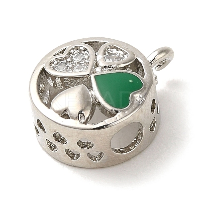 Rack Plating Brass Micro Pave Clear Cubic Zirconia with Enamel Pendant KK-P267-16P-1