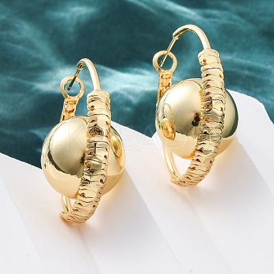 Round Brass Hoop Earrings EJEW-R025-05G-1