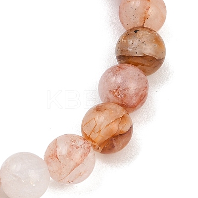 Natural Red Hematoid Quartz Round Beads Stretch Bracelets for Men Women BJEW-JB12395-1