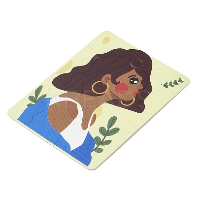 Rectangle Girl Print Paper Earring Necklace Display Card CDIS-M007-02F-1