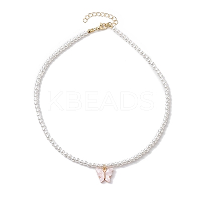 Alloy Acrylic Butterfly Pendants Necklaces NJEW-JN04782-01-1