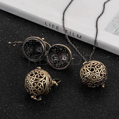Brass Hollow Round Cage Pendants X-KK-L079-02-NR-1