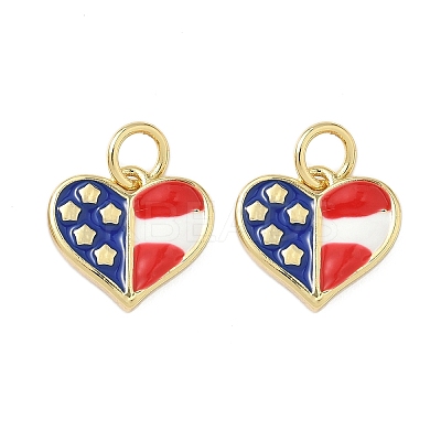 Independence Day Brass Enamel Charms KK-C110-01G-1