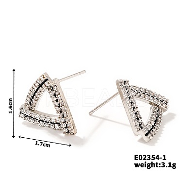Elegant Hollow Triangle Diamond Stud Earrings for Women Trendy Fashion BG4939-1-1