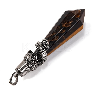 Natural Tiger Eye Pointed Big Pendants G-Q184-02L-AS-1