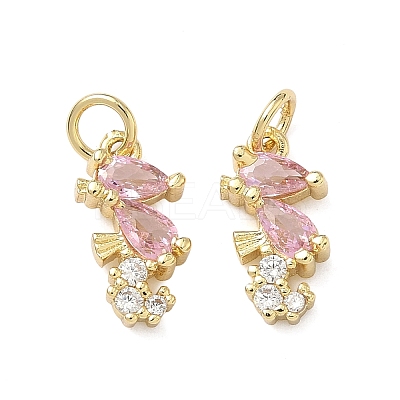 Brass Micro Pave Cubic Zirconia Charms KK-F930-06G-1