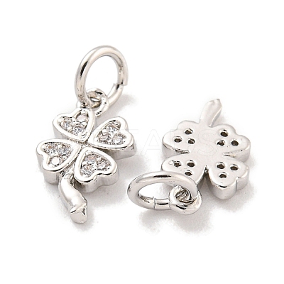 Rack Plating Brass Micro Pave Clear Cubic Zirconia Charms KK-Q814-08P-1