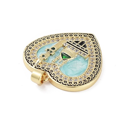 Rack Plating Brass Micro Pave Clear Cubic Zirconia Pendants KK-H474-24A-03G-1