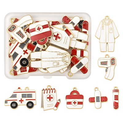 18Pcs 7 Styles Medical Theme Alloy Enamel Pendants FIND-FS0004-36-1