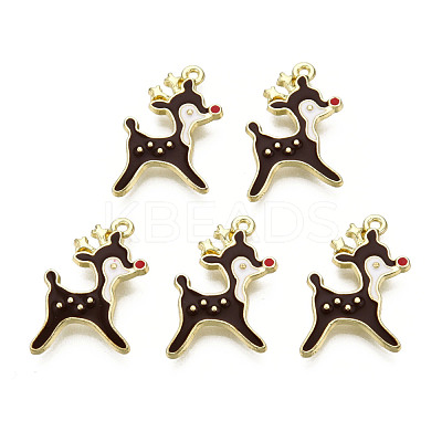 Golden Plated Alloy Enamel Pendants ENAM-D040-E04-G-01-1