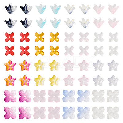 160Pcs 16 Styles Transparent Glass Beads Caps GLAA-TA0002-35-1