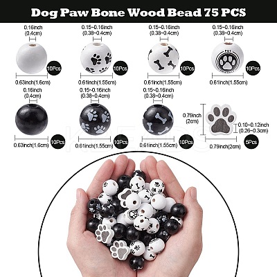 75Pcs 8 Styles Spray Painted Wood Beads Sets WOOD-YW0001-11-1