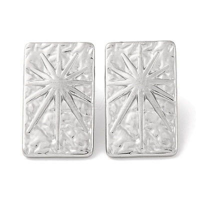 304 Stainless Steel Rectangle with Sun Stud Earrings EJEW-D281-27S-1