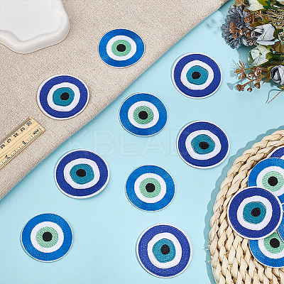 16Pcs 2 Styles Evil Eye Pattern Cloth Computerized Embroidery Iron On/Sew On Patches PATC-MA0001-34-1