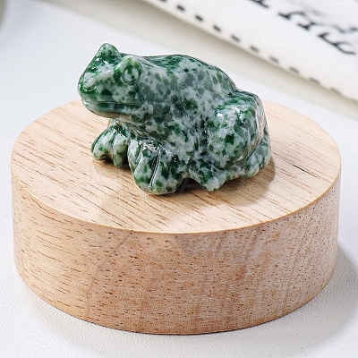 Natural Qinghai Jade Carved Healing Frog Figurines PW-WG28161-03-1