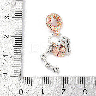 Brass Pendants with Cubic Zirconia European Beads KK-Q015-01A-1