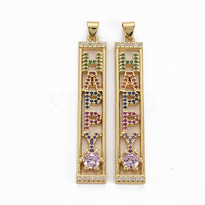 Brass Micro Pave Cubic Zirconia Pendants ZIRC-Q200-030-NF-1