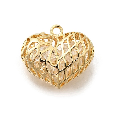 Brass with Cubic Zirconia Pendants KK-E792-30G-01-1
