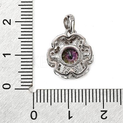 925 Sterling Silver Moissanite Rhinestone Flower Charms STER-D308-01C-P-1