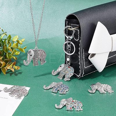 8Pcs 4 Colors Tibetan Style Alloy Rhinestone Big Pendants ALRI-FH0001-12-1