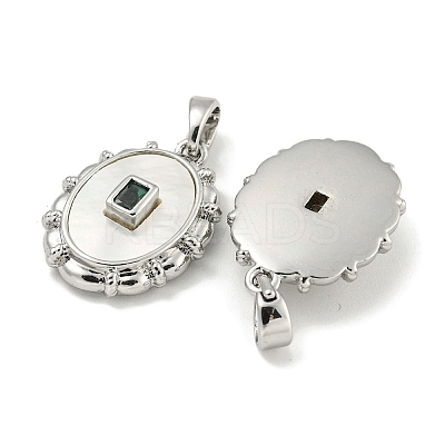 Brass with Cubic Zirconia with Sea Shell Pendants KK-Q820-19P-1