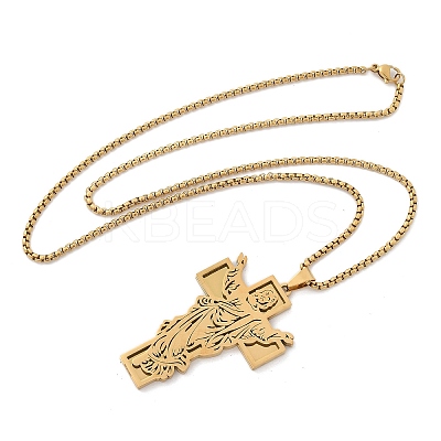 201 Stainless Steel Religion Pendant Necklaces NJEW-Z058-04G-1