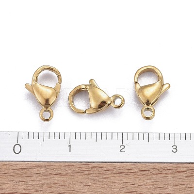Ion Plating(IP) 304 Stainless Steel Lobster Claw Clasps X-STAS-H353-C-02G-1