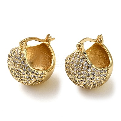 Round Brass Hoop Earrings with Clear Cubic Zirconia EJEW-Q791-02G-1