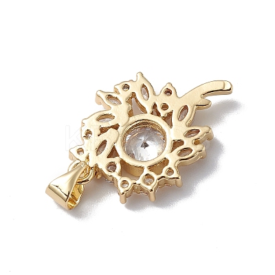 Rack Plating Brass Micro Pave Clear Cubic Zirconia Pendants KK-H434-41G-1