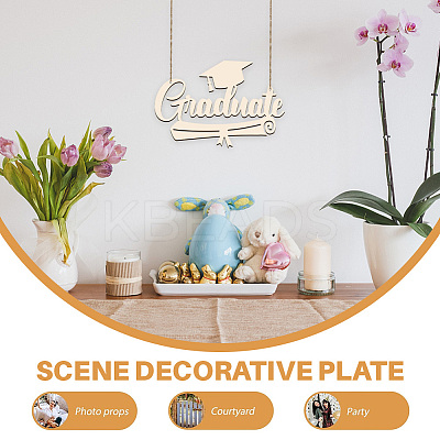 Creative Natural Wooden Wall Hanging Decoration WOOD-WH0041-002-1