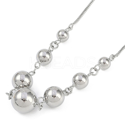 Brass Round Ball Bib Necklaces for Women NJEW-U015-03P-1