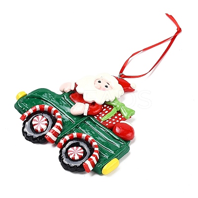 Christmas Car Handmade Polymer Clay Pendant Decorations HJEW-P017-03D-1