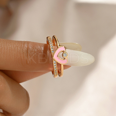 Fashionable Cute Brass Cubic Zirconia Cuff Rings XX5517-1