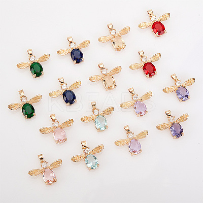 16Pcs 8 Colors Glass Pendants GLAA-GA0001-31-1