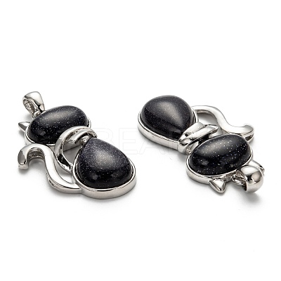 Synthetic Blue Goldstone Kitten Pendants X-G-P352-B03-1