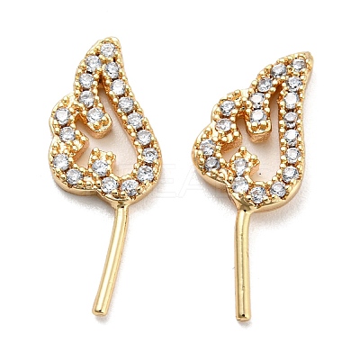 Brass Micro Cubic Zirconia Wing Shape Head Pins KK-Q789-17G-1