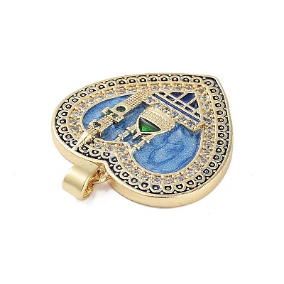 Rack Plating Brass Micro Pave Clear Cubic Zirconia Pendants KK-H474-24A-04G-1