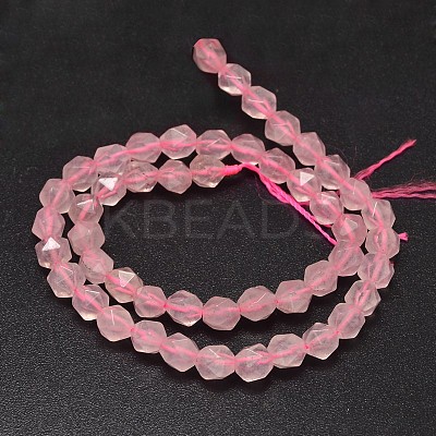Faceted Natural Rose Quartz Beads Strands G-K066-10-8mm-1