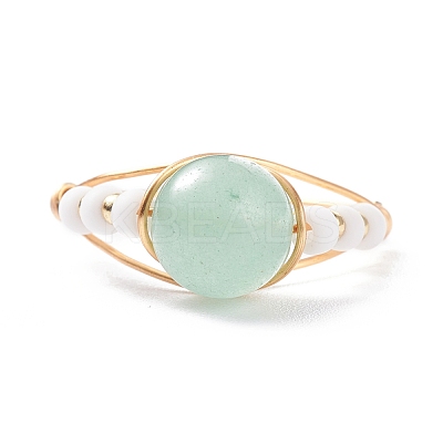 4Pcs 4 Style Natural Genmstone Wire Wrapped Finger Ring RJEW-TA00022-1