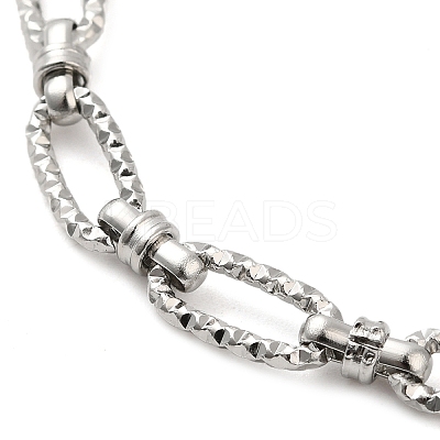 Non-Tarnish 304 Stainless Steel Faceted Oval Link Chain Bracelet BJEW-K226-13P-1