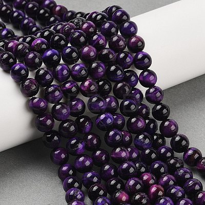 Grade B Natural Purple Tiger Eye Beads Strands X-G-F591-18-8mm-1