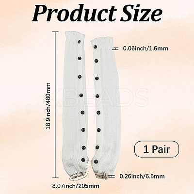 Acrylic Fiber Knit Socks with Button AJEW-WH20080-20A-1