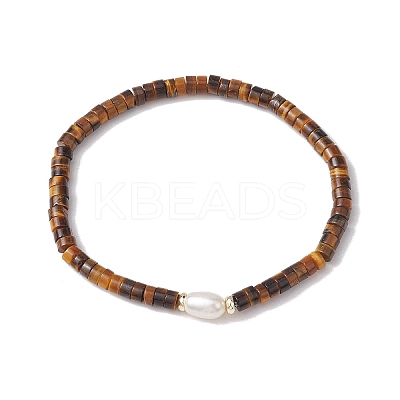 Natural Tiger Eye and Pearl Beads Btacelets BJEW-JB10681-03-1