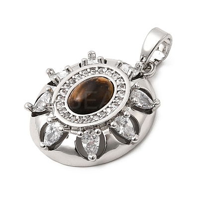 Natural Tiger Eye Pendants KK-G553-06P-1